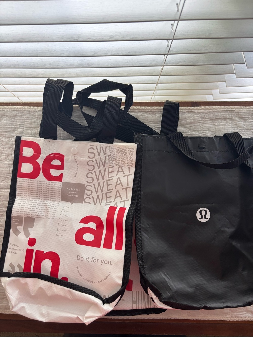 lululemon athletica Black and Red/White Graphic Tote Set
